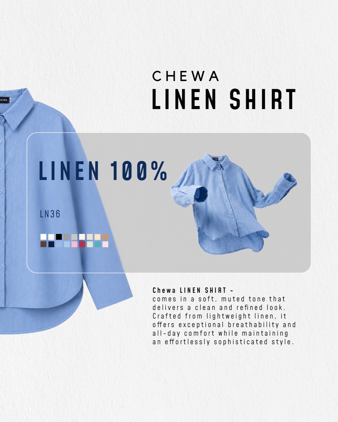 CHEWA Linen Shirt สีฟ้า