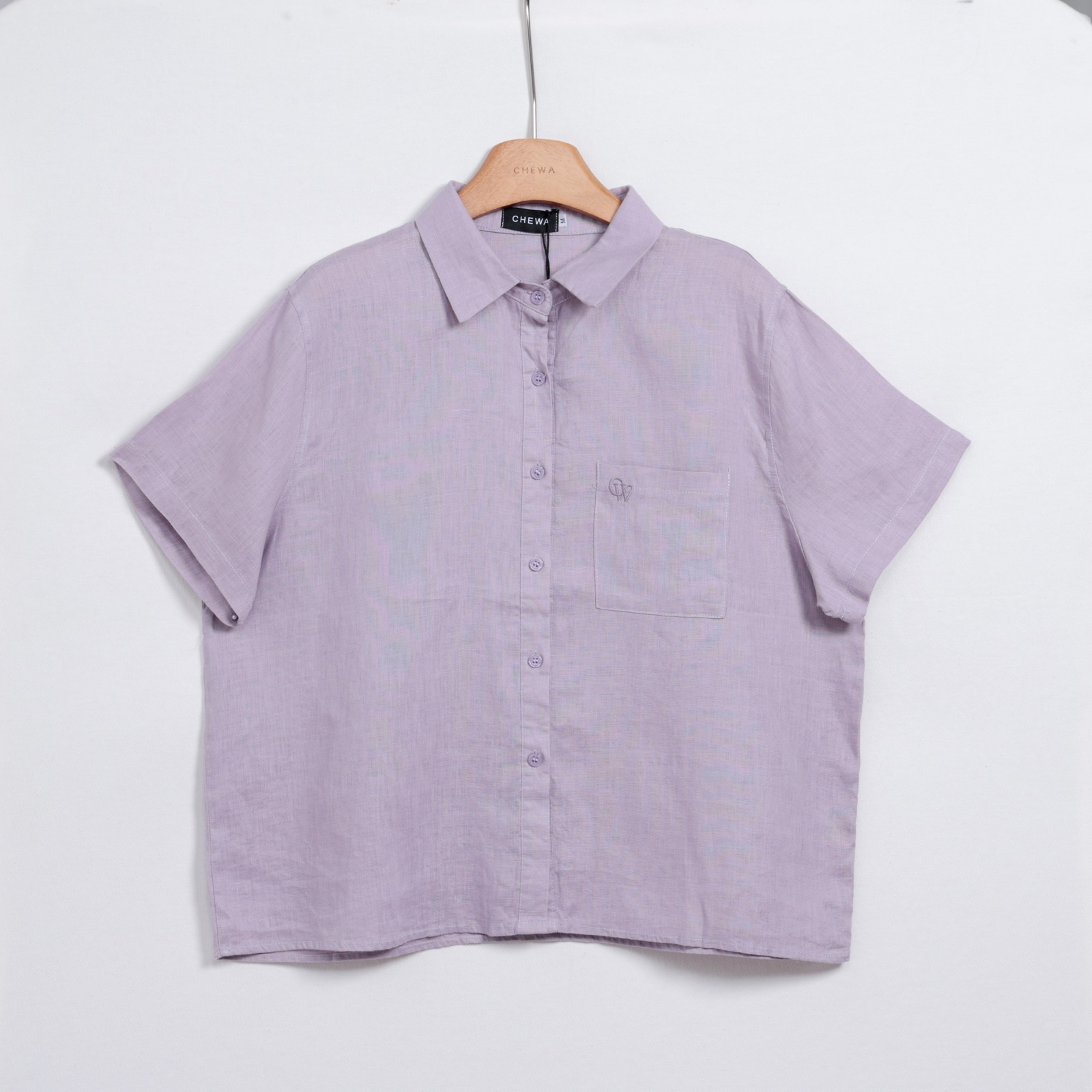 เสื้อเชิ้ตแขนสั้น CHEWA สีม่วงอ่อน