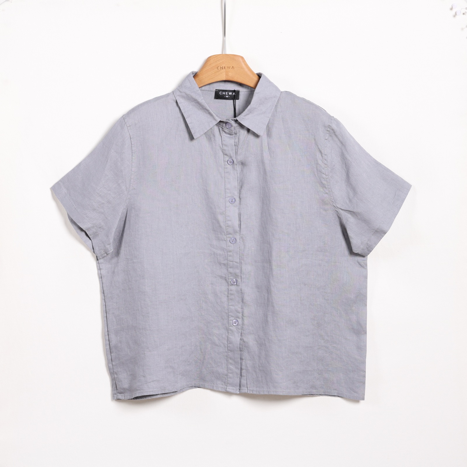เสื้อเชิ้ตแขนสั้น CHEWA สีเทาอ่อน