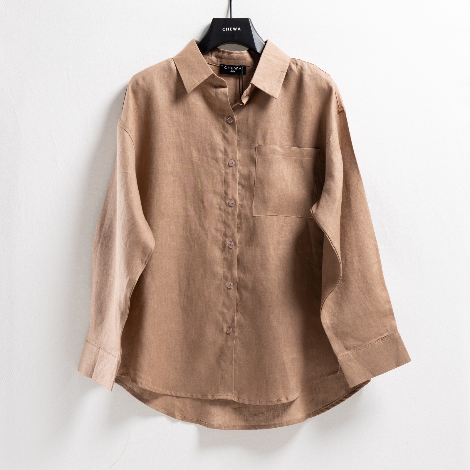 เสื้อเชิ้ตลินิน CHEWA สีมอคค่า